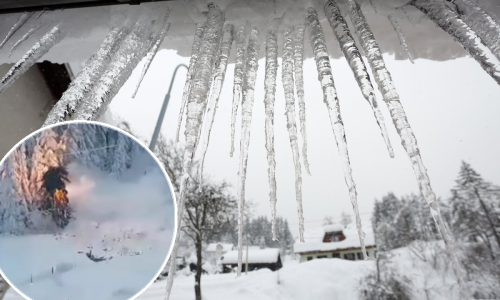 Kakva scena iz Gorskog kotara: Usred snijega i leda - plamteće drvo