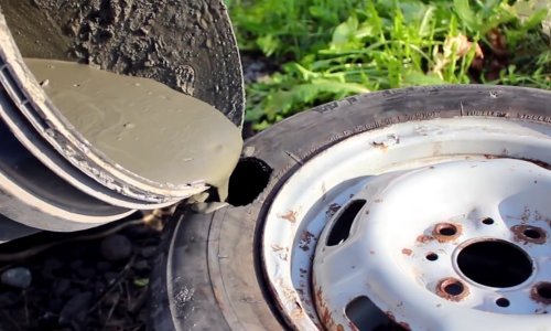 Što se dogodi kad probate voziti automobil na gumama napunjenim betonom?