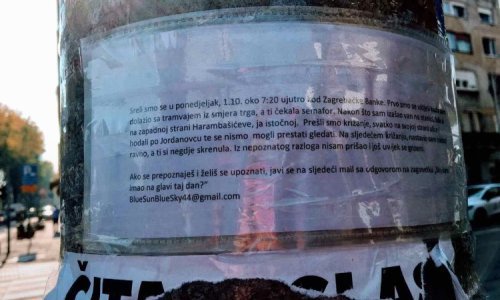 Zagrepčanin u potrazi za ljubavlju ostavio poruku dami koju je vidio: 'Nisam ti prišao i još uvijek se grizem'