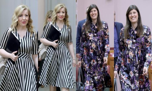 Političarke Margareta Mađerić i Sonja Čikotić unijele vedrinu u Sabor razigranim i trendi haljinama