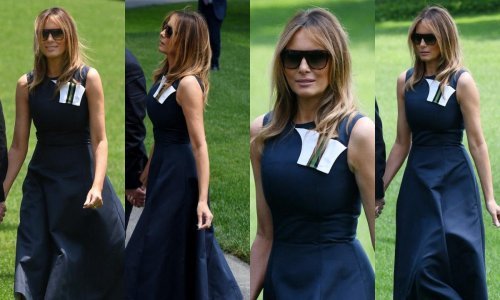 U štiklama na travnjaku: Melania Trump plijenila elegancijom u efektnoj haljini