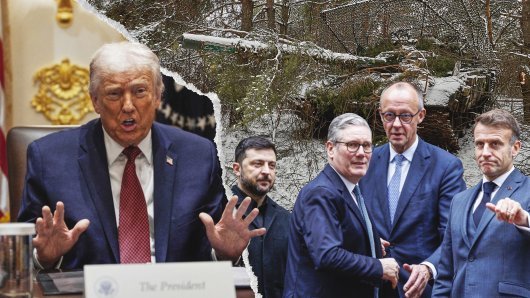Donald Trump, Volodimir Zelenski, Keir Starmer, Friedrich Merz