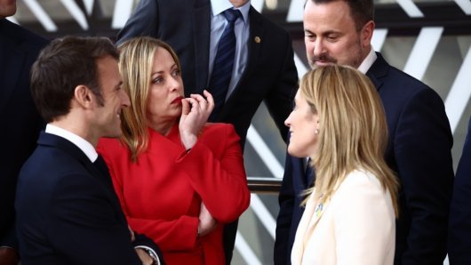 Emmanuel Macron, Giorgija Meloni, Xavier Bettel, Roberta Metsola