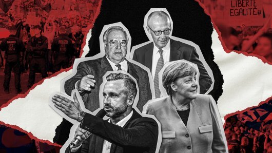 Gornji red: Helmut Kohl i Friedrich Merz; Donji red: Ulrich Siegmund i Angela Merkel
