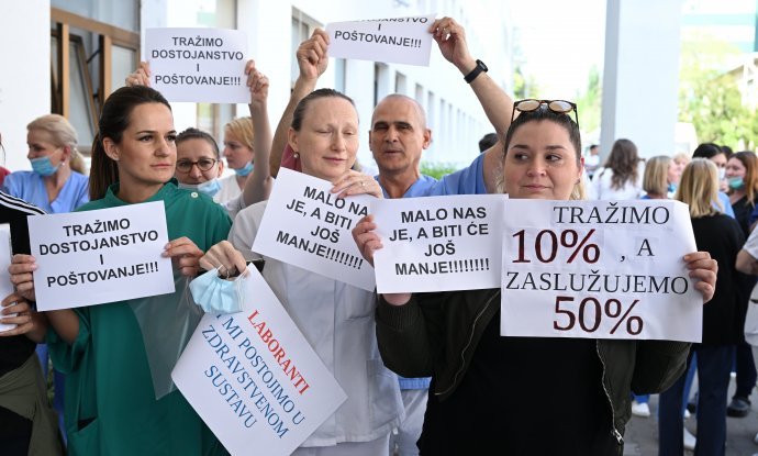 Prosvjed medicinskih sestara i tehničara u KBC Zagreb