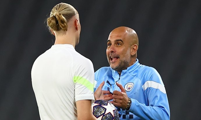 Pep Guardiola (desno) i Erling Haaland
