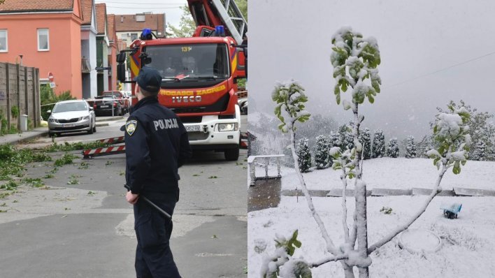 Snijeg u Zagorju, vjetar rušio stabla u Slavoniji, nadrealne snimke iz Vojvodine: Pješčana oluja!