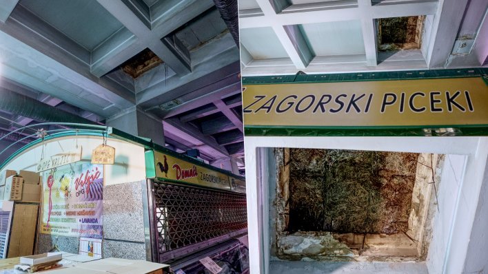 FOTO Urušio se strop na zagrebačkom Dolcu, zatvorili dio tržnice. Oglasio se Holding
