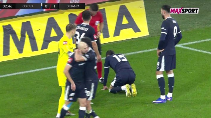 Pogledajte zašto je Mišić poludio na derbiju Osijeka i Dinama, suigrači ga jedva smirili