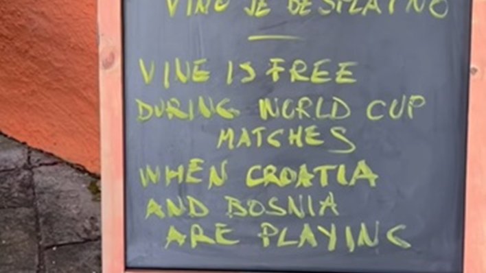 'Dok na Svjetskom prvenstvu igraju Bosna i Hrvatska, vino je besplatno'