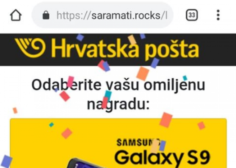 Ne budite naivci, Hrvatska pošta ne organizira nagradne igre i ne dijeli mobitele