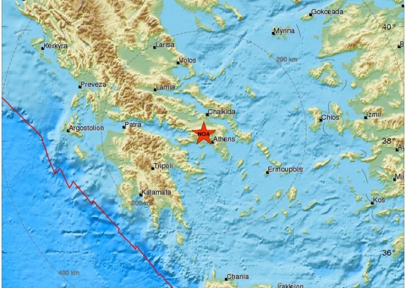 Snažan potres pogodio područje blizu Atene