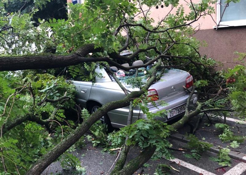 Crni oblaci i munje nad cijelim Zagrebom: Grom zapalio kuću, stablo palo na auto