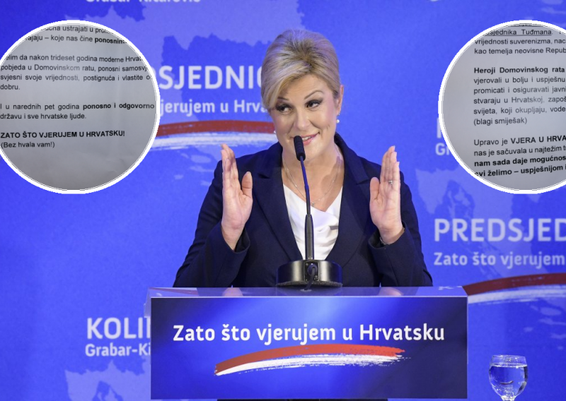 Procurio papir s kojeg je Grabar Kitarović čitala govor, sve je bila uvježbana gluma s didaskalijama i 'blagim smiješkom'