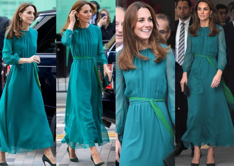 Kraljica stila opet oduševila: Kate Middleton plijenila poglede u smaragdnozelenoj haljini i s modnim dodatkom od svega 50 kuna