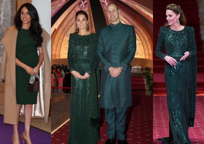 Meghan Markle odabrala je zelenu haljinu baš poput šogorice Kate Middleton, no obje ih je svojim stajlingom zasjenio princ William