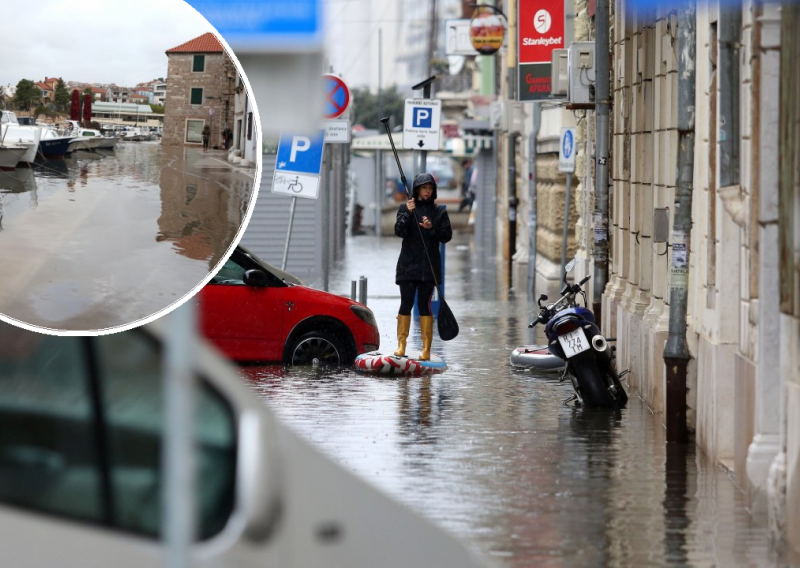 Dan poslije opći potop: U Rijeci kroz grad daskom za veslanje, dijelovi Dalmacije bez struje, odroni na cestama...