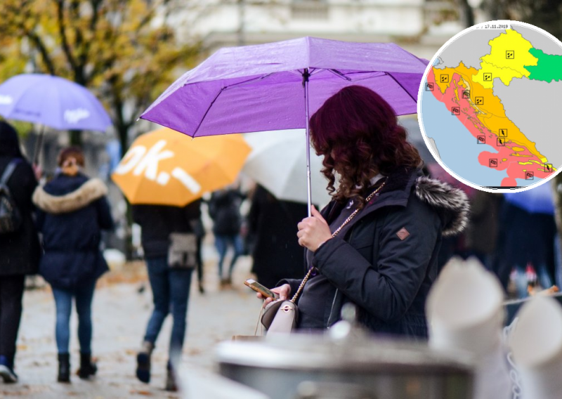 I u nedjelju crvena upozorenja i obilne oborine: Evo gdje će vam i kada zatrebati kišobran