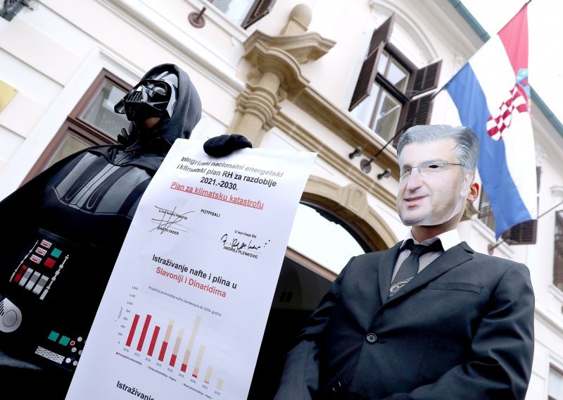 Performans Greenpeacea i Zelene akcije: Darth Vader odveo premijera i Hrvatsku 'na mračnu stranu'