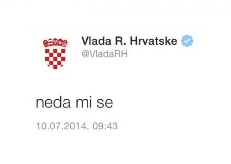 Vlada na Twitteru: 'Neda mi se'