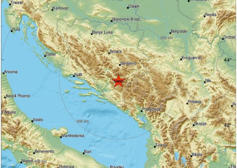 Dva potresa opet zatresla BiH, osjetili su se i u Dalmaciji