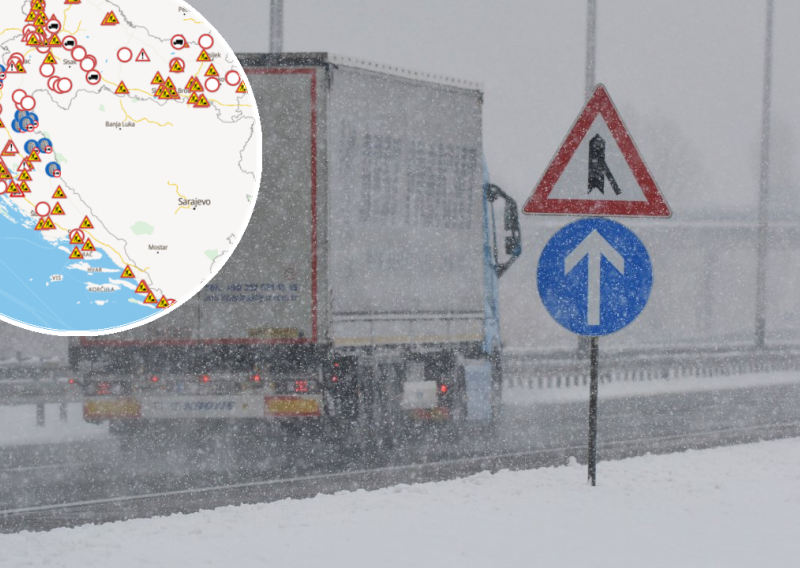 Snijeg pokrio ceste u Lici i Gorskom kotaru, puše olujni vjetar, HAK upozorava: Ne krećite na put bez zimske opreme