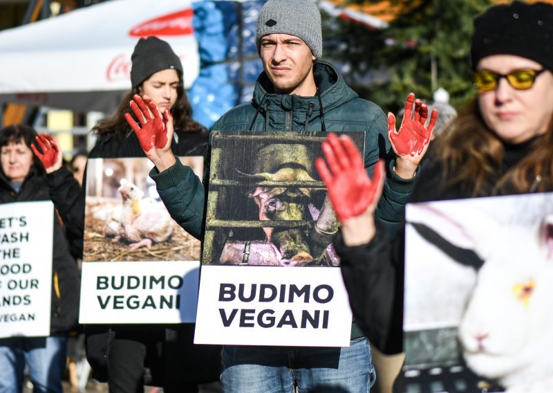 [FOTO/VIDEO] Prijatelji životinja podignuli krvave ruke i poručili: Životinje nisu hodajuće kobasice