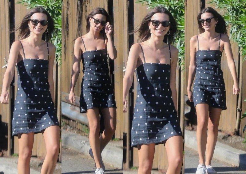 Zgodna Emily Ratajkowski u mini haljini na točkice mamac je za poglede
