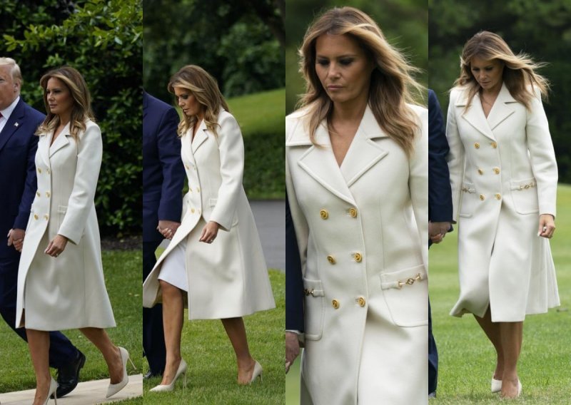 Kaput u službi haljine: Melania Trump plijenila elegancijom u bijelom od glave do pete