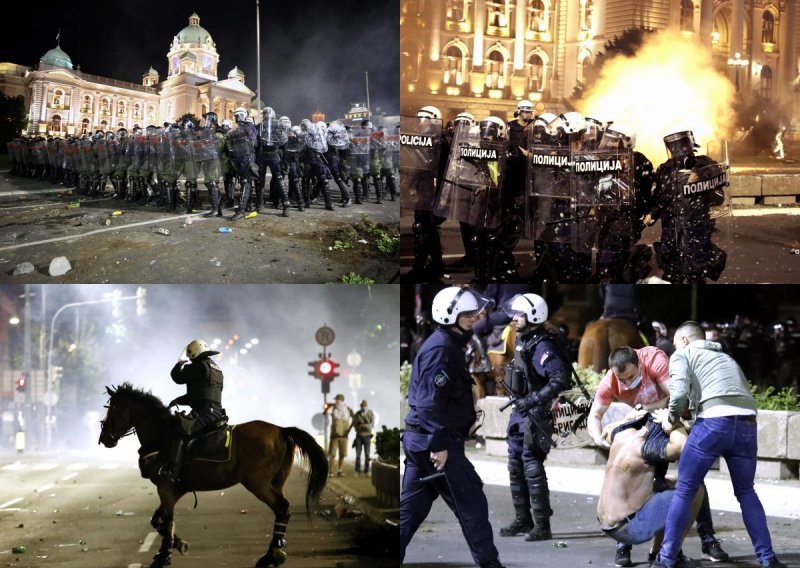 [FOTO] Policija na konjima, prosvjednici s palicama, suzavci, dim i kaos posvuda: Pogledajte jezive fotografije nereda u Beogradu