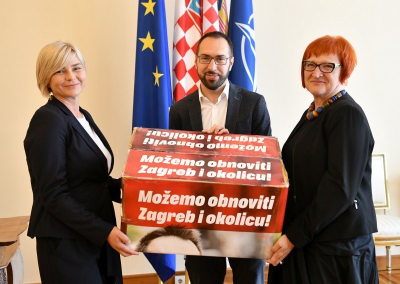 Zeleno-lijeva koalicija Milanoviću predala potpise na Peticiju za obnovu Zagreba kojom traži izvanrednu sjednicu Sabora
