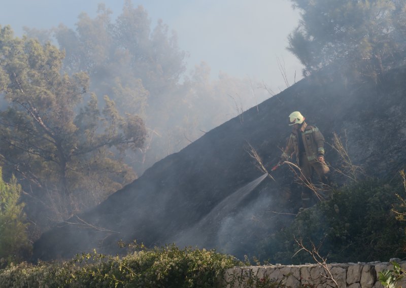 Gorjelo u Žrnovnici blizu bivše vojne baze, požar gasili vatrogasci s pet navalnih vozila