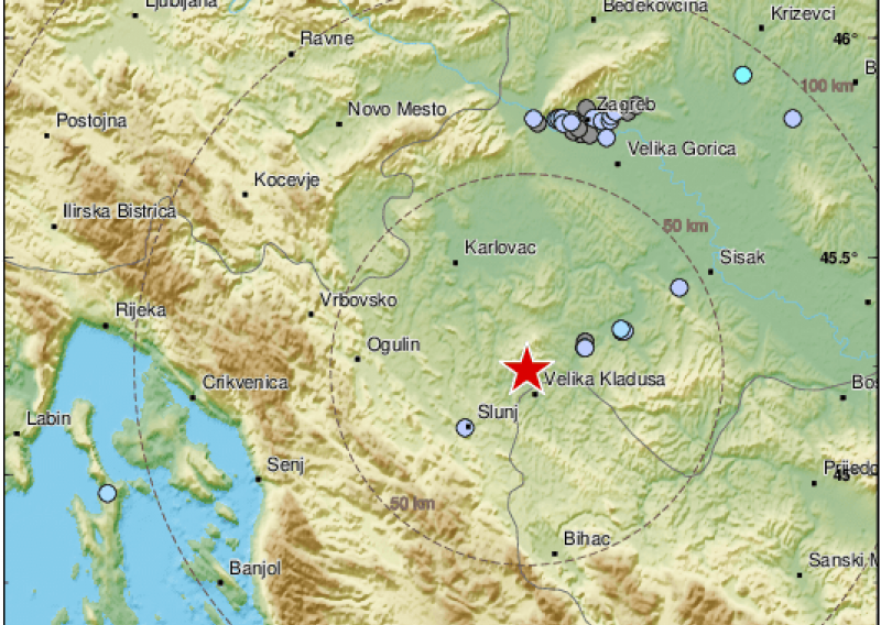 Potres jačine 3,2 stupnja po Richteru zatresao središnju Hrvatsku, epicentar u blizini Karlovca