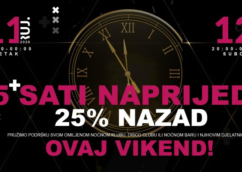 Noćni klubovi kreću u vikend akciju: 'Pet sati naprijed, 25 posto nazad'