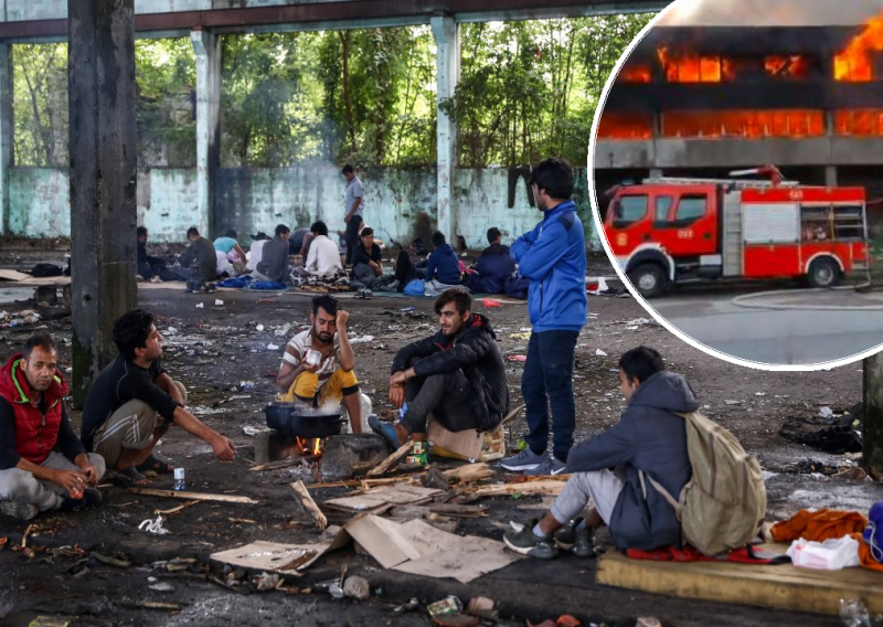 Gori napuštena hala u kojoj se okupljaju migranti