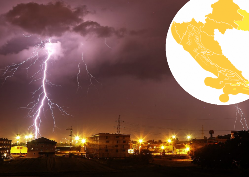 Narančasto upozorenje Meteoalarma za veći dio Hrvatske, moguća tuča i pijavice