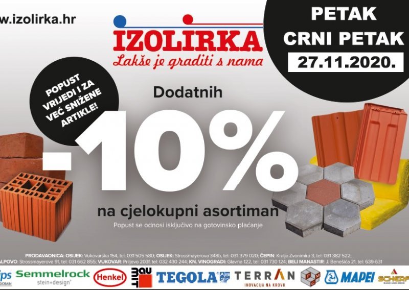 Izolirkin Crni petak uz dodatnih 10% popusta na cjelokupni asortiman