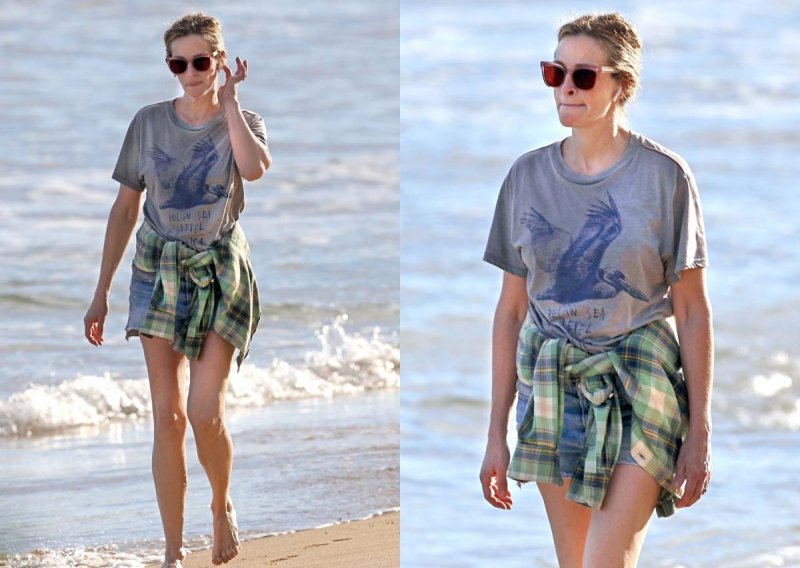 Blista i kada se ne trudi previše: Bosonoga Julia Roberts na plaži istaknula svoju vitku liniju