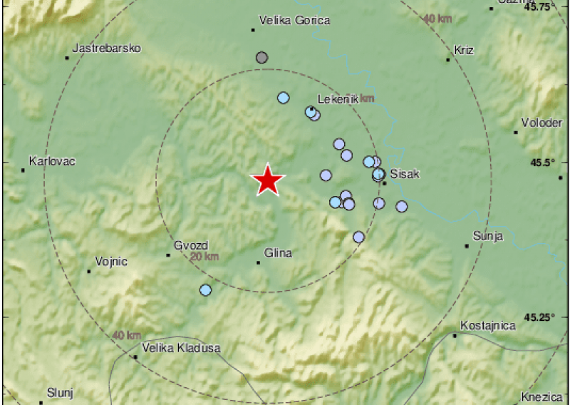 Kod Siska blaži potres praćen glasnom tutnjavom