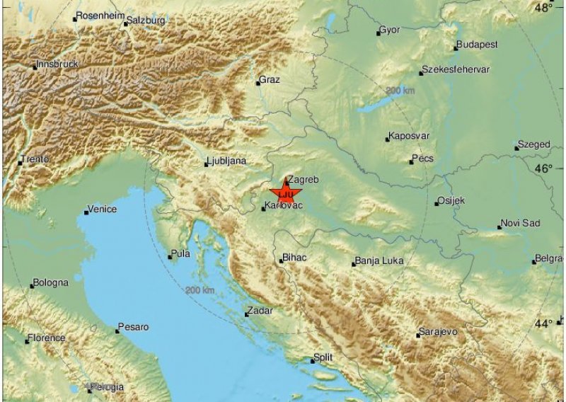 Dva slaba potresa zabilježena kod Zagreba