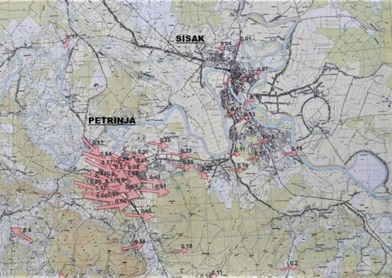 [FOTO] Geodetska uprava objavila strašnu brojku: Petrinja i Sisak su se nakon potresa pomaknuli i do 86 centimetara, Glina propala u zemlju