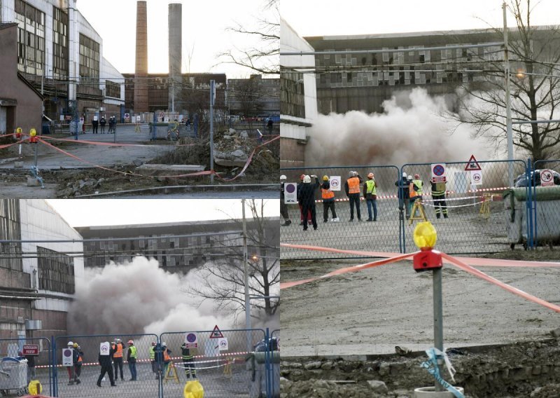 [VIDEO, FOTO] Srušena dva velika dimnjaka u sisačkoj željezari, evo kako je to izgledalo