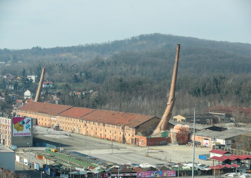 [VIDEO/FOTO] Pogledajte kako su srušeni ogromni dimnjaci ciglane u Zagrebu