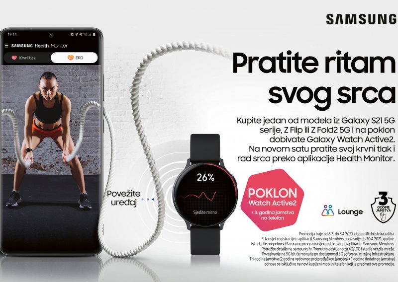 Uz kupovinu odabranih Samsung pametnih telefona na poklon dobivate pametni sat Galaxy Active2 44mm