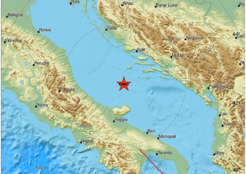 Novi potres u Jadranskom moru magnitude 3,8; šesti u zadnjih 30 sati