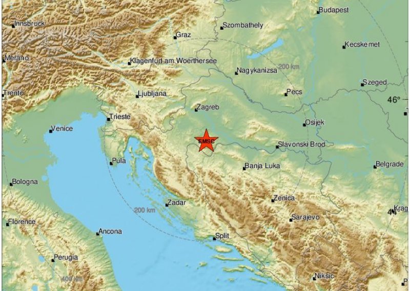 Dva potresa u središnjoj Hrvatskoj, novi je magnitude 3.4