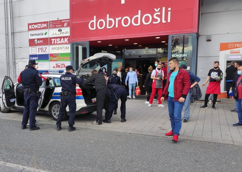 [VIDEO] Uhićen muškarac koji je skinuo masku u zagrebačkoj trgovini, prijetio zaštitaru pa se vratio s bombom