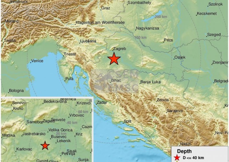 Umjeren potres između Zagreba i Siska