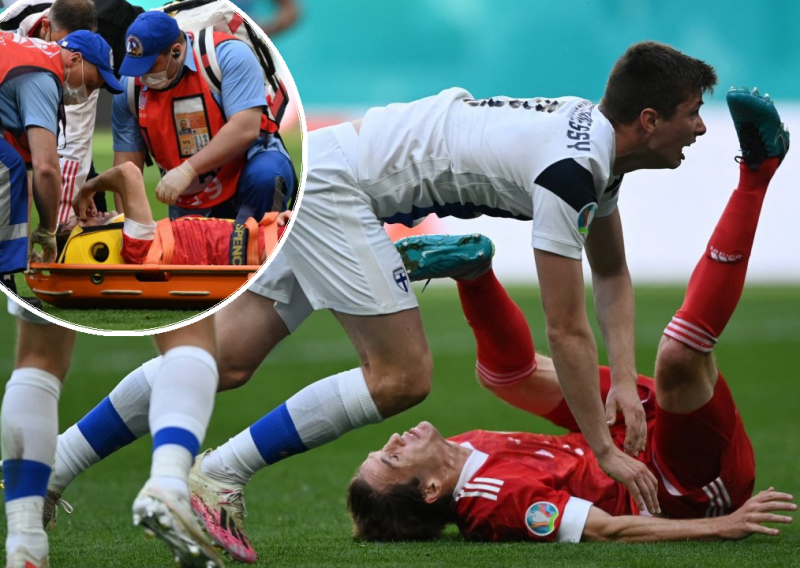 [FOTO] Nova teška ozljeda na Euru; nakon strašnog pada ruskog su reprezentativca s terena iznijeli na nosilima...
