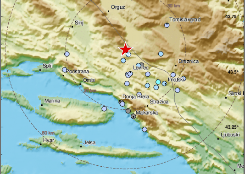 Potres zabilježen u Dolića Dragi kod Imotskog
